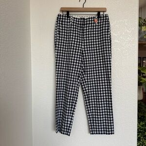 J Crew Navy Blue & White Gingham Check Cropped Ankle Trousers